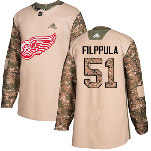 Adidas Red Wings #51 Valtteri Filppula Camo Authentic 2017 Veterans Day Stitched Youth NHL Jersey